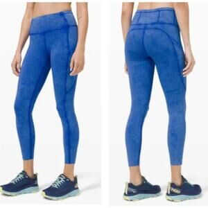 Lululemon Fast and Free HR Tight 25” Ice Dye Wash in Cerulean Blue Size 6